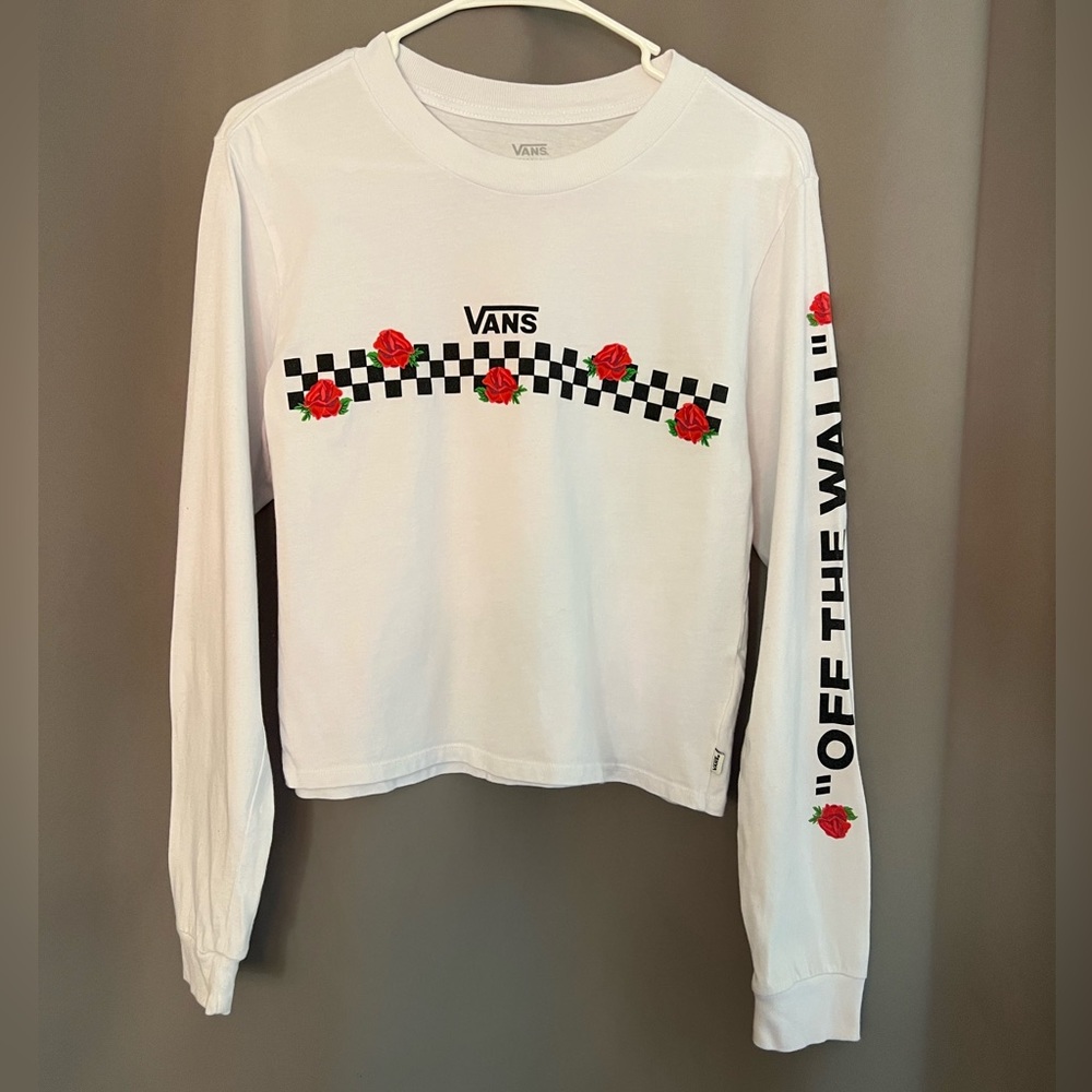 Vans checkered roses long sleeve top M